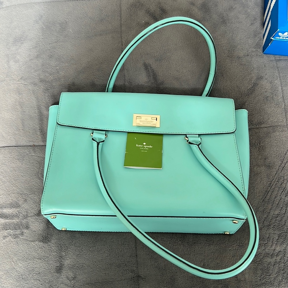 Kate Spade Tiffany Blue Leather Shoulder Tote